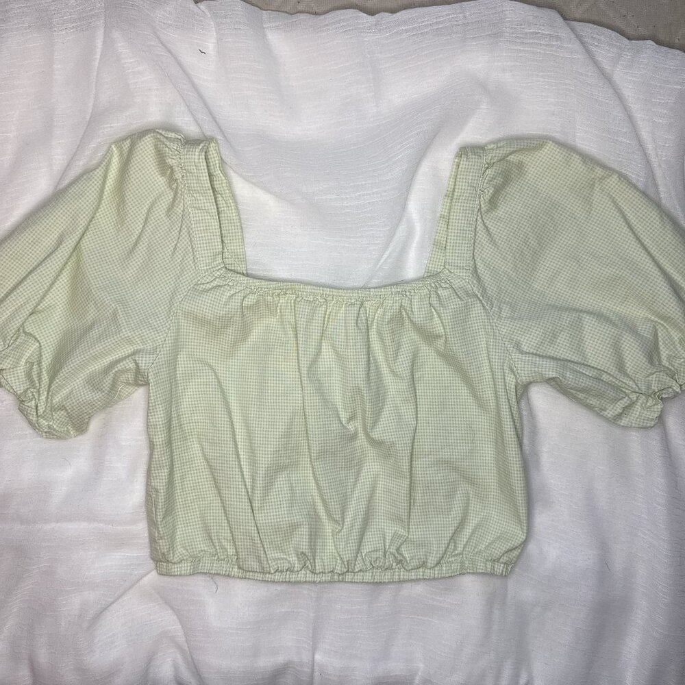 Copper Key Puff Sleeves Cropped Top